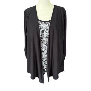Bleeker & McDougal layered and lined black and white long sleeve blouse size PL